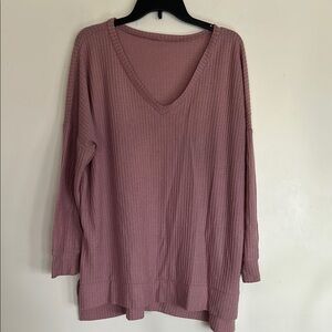 Women's V-Neck Sweater - Mauve
